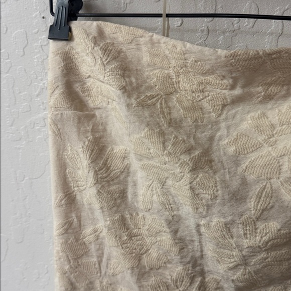 Anthropologie Cream Floral Flower Textured Shift Mini Dress Bow Strapless 12 - Picture 3 of 6